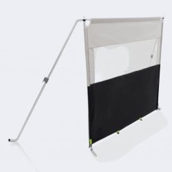 Dometic Pro Windbreak 1 Windschutz für Wohnwagen und Wohnmobil mit Fenster und Querstange.