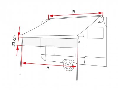 Solskyddet går ned 23 cm från markisen.