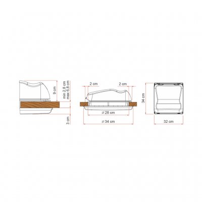 Takluckan passar för hål på 28 x 28 cm