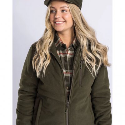 Pinewood Harriette Gepolsterte Fleecejacke Damen Grün/Wildlederbraun