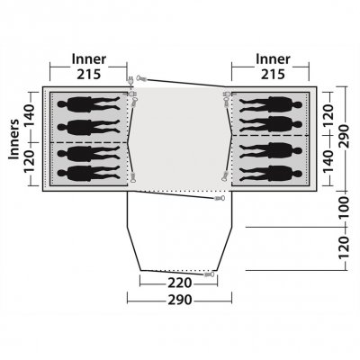 Outwell Middleton 8A familjetält planlösning