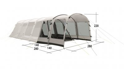 Universalförlängning för familjetält med en bredd upp till 280 cm.