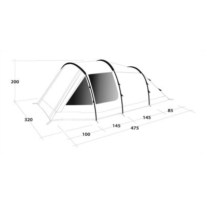 Måttskiss Outwell Dash 5 Campingtält för 5-personer.