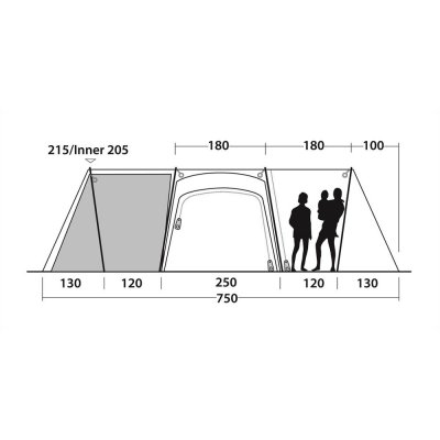 Planlösning för Outwell Bayland 6P Familjetält.