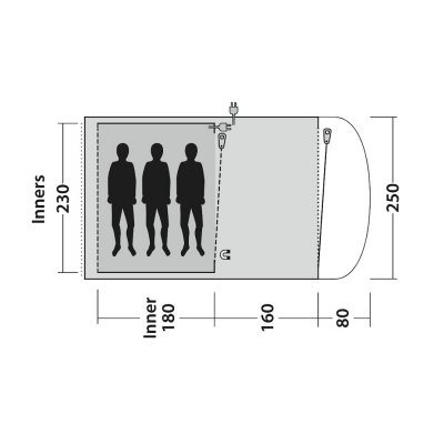 Planlösning för Outwell Oakwood 3 Familjetält
