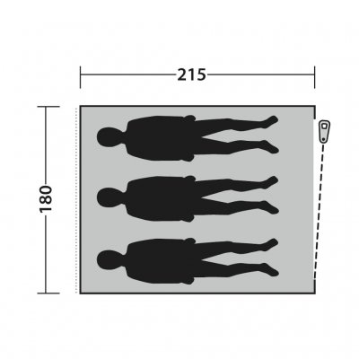 Planlösning Outwell Freestanding inner L extra sovkabin.