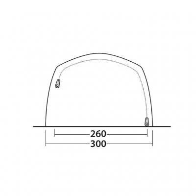 Skiss för mått på dörr på Outwell Utah 5.