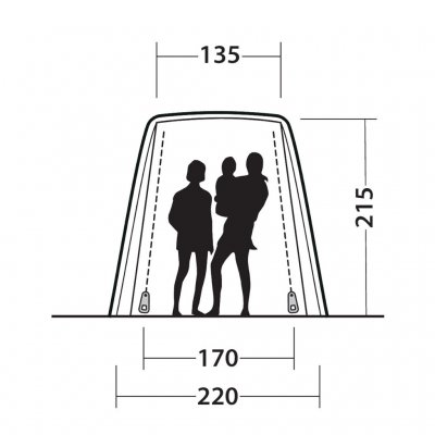 Höhenmaße für das Autozelt Outwell Dunecrest