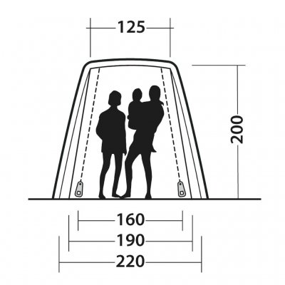 Höhenmaße für das Autozelt Outwell Sandcrest S