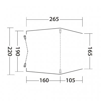 Grundriss für das Autozelt Outwell Sandcrest S