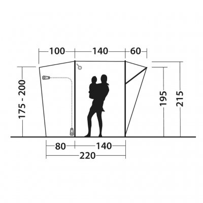 Höhenmaße für das Autozelt Outwell Seacrest
