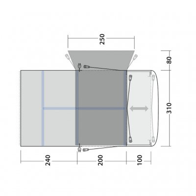 Planlösning Outwell Jonesville 450SA Biltält.