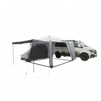 Outwell Fastlane 300 Shelter med en vägg nere och en uppmonterad som soltak.