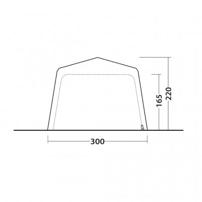 Höjdskiss för löstagbar vägg på Outwell Fastlane 300 Shelter.