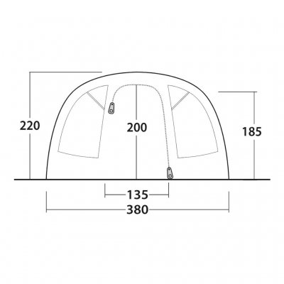 Türskizze des Familienzelts Outwell Denver 6.
