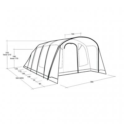 Maßskizze des Familienzelts Outwell Denver 6.