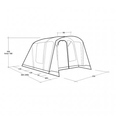 Maßzeichnung für Outwell San Antonio 2 Air Familienzelt