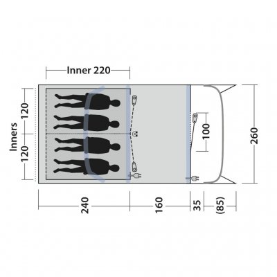 Grundriss Outwell Monterey 4 Air Familienzelt.