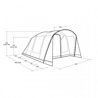 Maßzeichnung für Outwell Monterey 5 Air Familienzelt