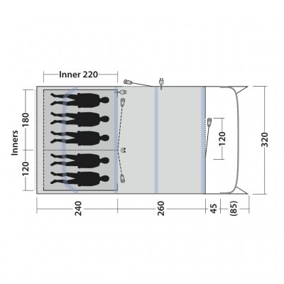 Grundriss Outwell Colorado 5 Air Familienzelt.