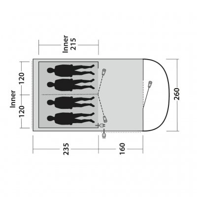 Grundriss Outwell Sky 4 Campingzelt für 4 Personen.