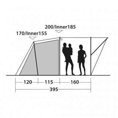 Höhenzeichnung für Campingzelt Outwell Sky 4