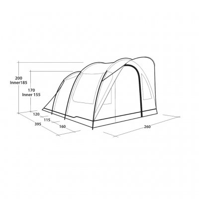 Maßzeichnung Outwell Sky 4 Campingzelt für 4 Personen.