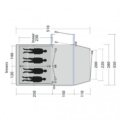 Grundriss für das Outwell Montana 4 Air Familienzelt.