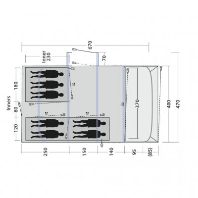 Grundriss des Familienzeltes Outwell Vermont 7 Air.