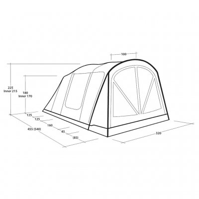 Maßskizze für das Outwell Nashville 5 Air TC