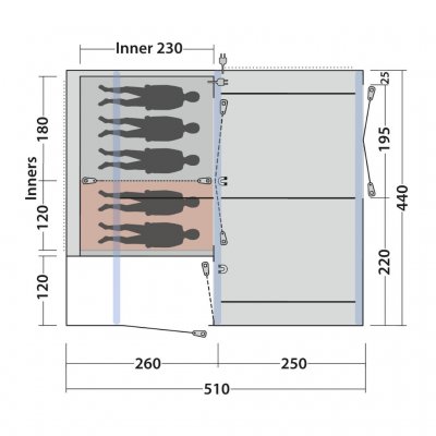Grundriss für das Outwell Maryland 5 Air
