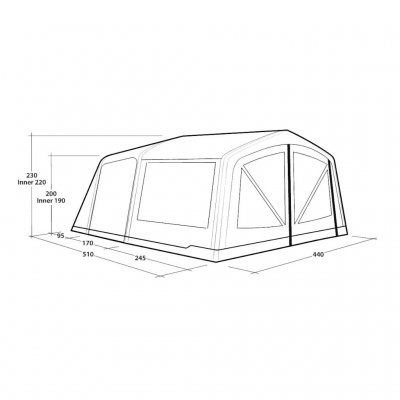 Abmessungen des Outwell Virginia 5 Air TC