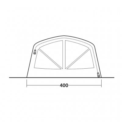 Skizze für die Vorderseite des Outwell Iowa 6 Air Familienzeltes
