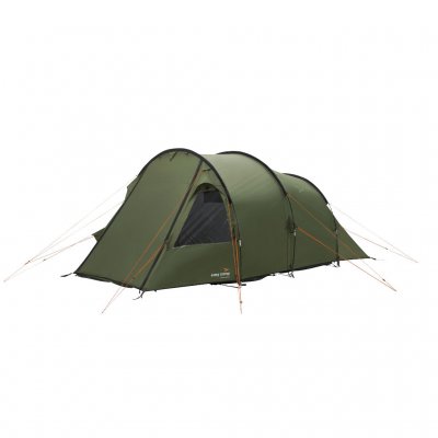Easy Camp Hidra 4 - preisgünstiges Zelt für 4 Personen von schräg vorne bei geschlossener Tür gesehen.
