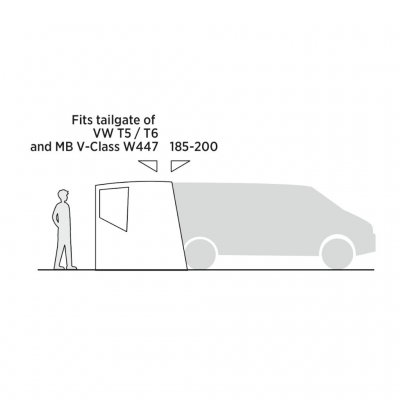 Höhen-Skizze für Easy Camp Krossbu – zeigt die Zelthöhe und Stehhöhe am Eingang