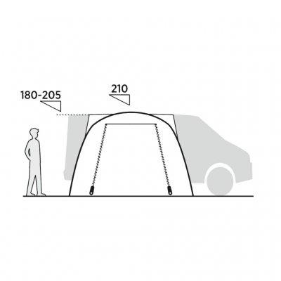 Maße zur Anbindung ans Auto für das Easy Camp Eidfjord Autozelt