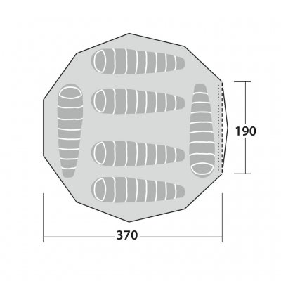 Planlösning för Robens Klondike 6-personers tältkåta