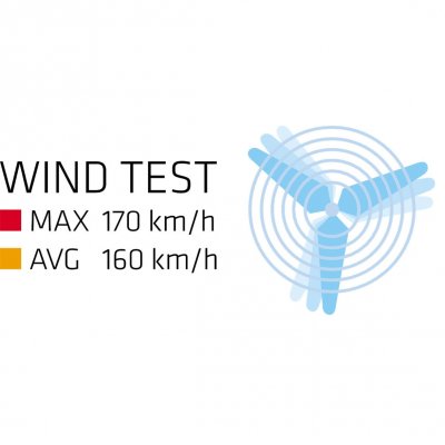 Tältet är testat för att klara vindar på upp till 170 km/h.