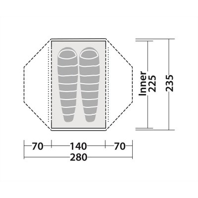 Planlösning Robens Lodge 2 2-personers Kupoltält