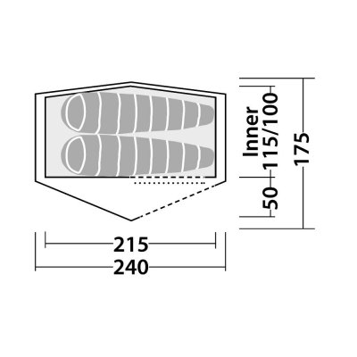Planlösning för Robens Starlight 2 friluftstält.