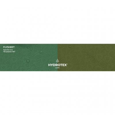 Robustes Außenzelt aus HydroTex Core, 75D Polyester 190T, flammhemmend und mit einer Wassersäule von 4000 mm.