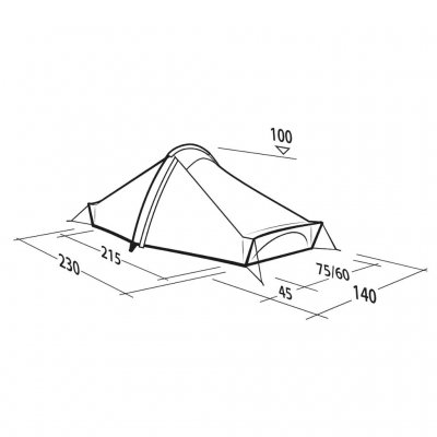Maßzeichnung für Robens Starlight 1 Exp Zelt.