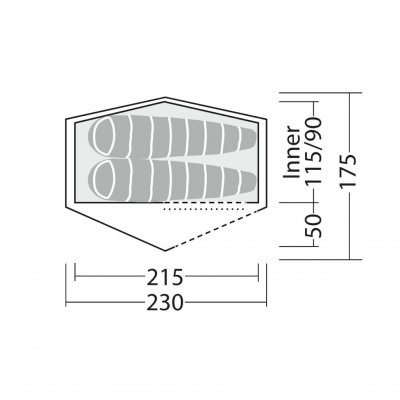 Grundriss für das Robens Starlight 2 Exp-Zelt.