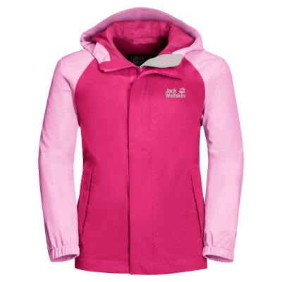Jack Wolfskin Tucan Pink Peony skaljacka för barn. Passar för lek, vandring och camping.