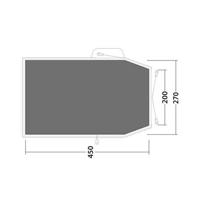 Golvskyddet ligger under hela familjetältet och skyddar mot väta, smuts och slitage.