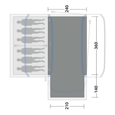 Mattan täcker hela familjetältets allrum.