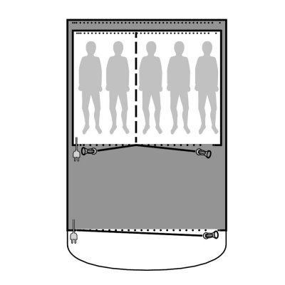 Täckningsskiss för golvskydd till Outwell Lindale 5PA familjetält.