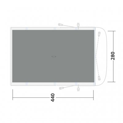 Die Zeltmatte deckt den gesamten Gemeinschaftsraum des Outwell Wolfburg 450A Zeltes ab