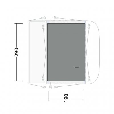 Die Zeltmatte deckt den gesamten Gemeinschaftsraum des Zeltes Outwell Parkville 200SA ab