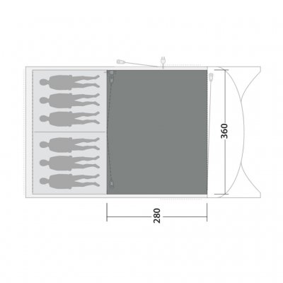 Tältmattan täcker hela allrummet för familjetältet Outwell Greenwood 6